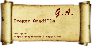 Greger Angéla névjegykártya